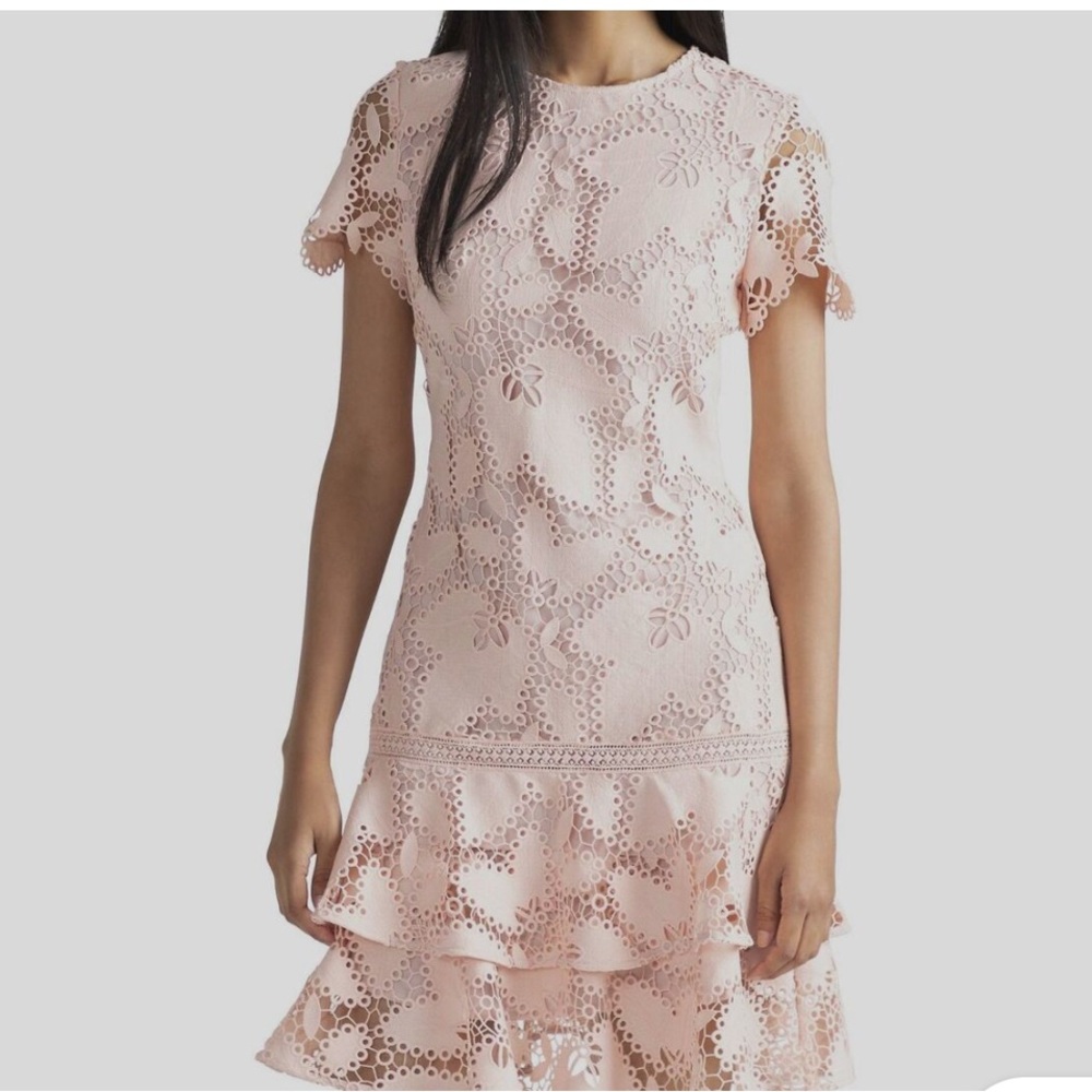 Shoshanna Pink Ruffled Tiered Mini Dress